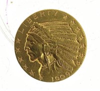 1909-d Indian Head Half Eagle Gold $5 Coin