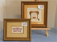 Two framed bathroom prints, 8 x 10"