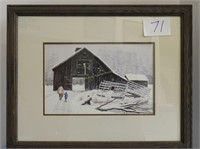 Print winter farm scene, 16x20