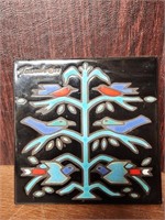 Vintage Cleo Teissedre Terracotta Tile Trivet