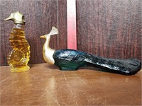 Pair vintage Avon Perfume Bottles Peacock