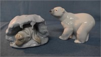 LLadro Porcelain Polar Bear & Seal Figures