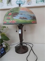 modern reverse painting on glass table lamp