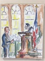 Courtroom painting on canvas