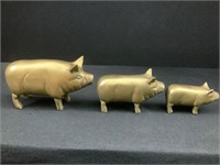 Set of 3 Brass Pigs