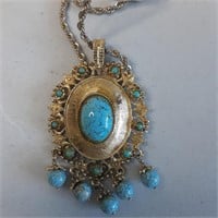 necklace, with blue stones