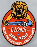 25 1/2" LIONS DRAG STRIP TIN SIGN