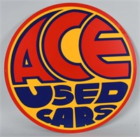 25 1/2" ACE USED CARS TIN SIGN