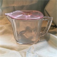 Glass Water Pitcher with Pink Glass Lid
