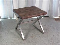 Rustic Side Table w/ Metal Base