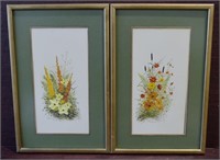 Pair Framed Original Floral Oil Paintings