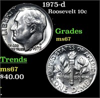 1975-d Roosevelt Dime 10c Grades GEM++ Unc