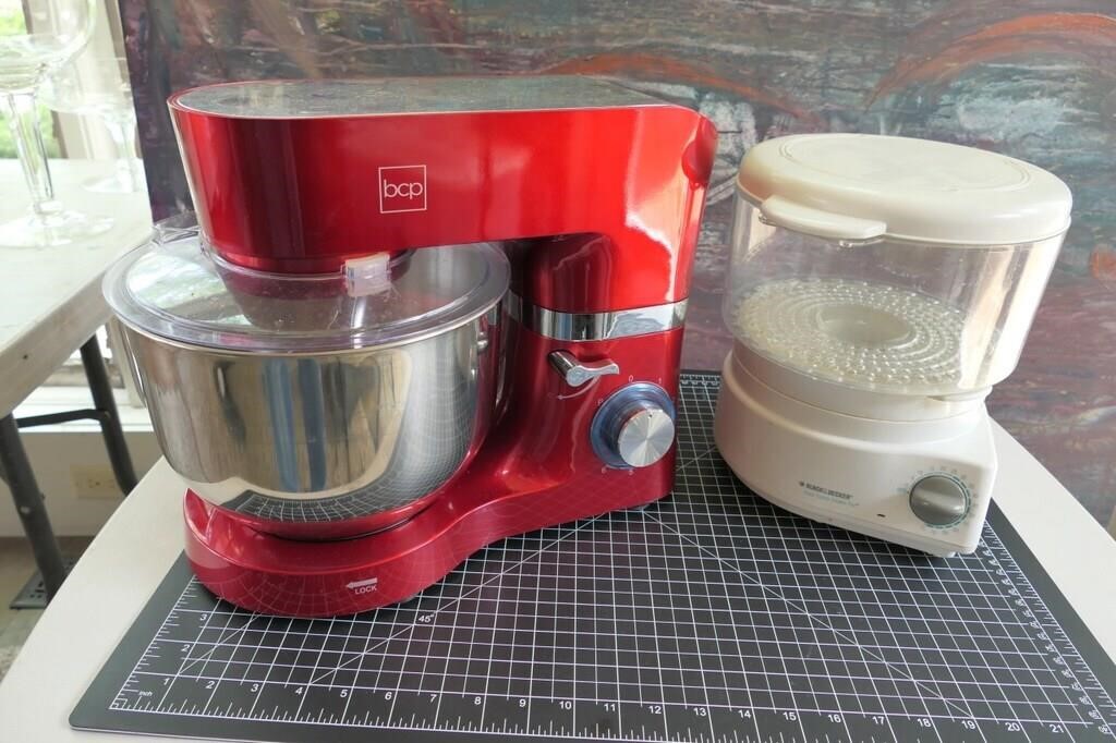 BCP red mixer and B&D Steamer appliances
