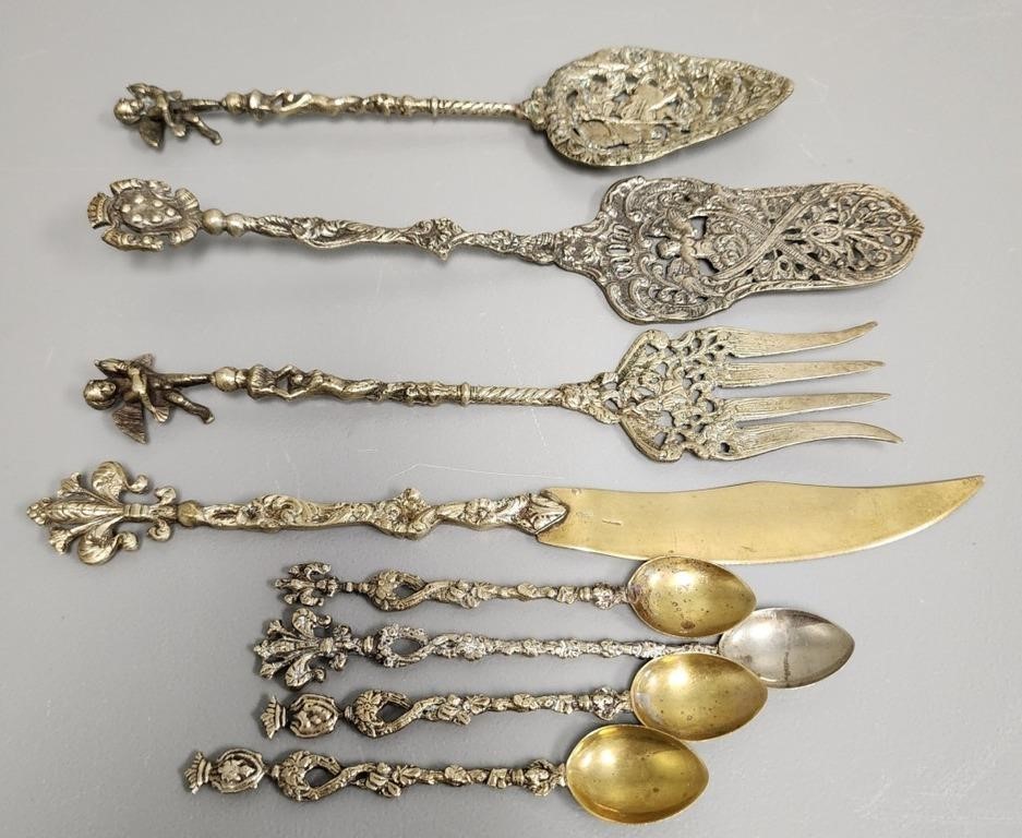 Group- Ornate Italian Gold Wash Tableware