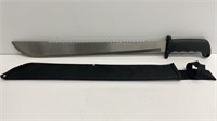 23’’ long machete with 18’’ serrated blade