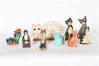 Carved Wood Cat Figurines