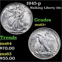 1945-p Walking Liberty 50c Grades Select+ Unc