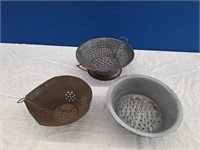 Three Strainers, Enamled And Tin