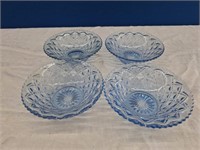 Four Pressed Blue Glass