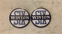 (2) Winston Six Reproduction Car Emblems