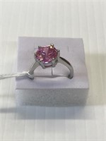 Pink Quartz Ring Size 8 .925