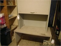 Small desk w/ overhead cabinet