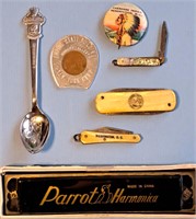 MINI POCKET KNIVES HARMONICA CHEROKEE PIN & SPOON