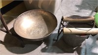 Large silver plate bowl and a vintage mop ringer