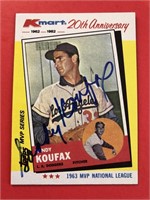 Sandy Koufax Signed Baseball Card No COA