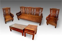 5 PC. CHINESE CARVED PARLOR SUITE