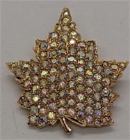 Gold Tone Maple Leaf Brooch