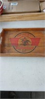 ANHEUSER  BUSCH wooden serving tray. 18" wide x