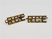 Brass RCE Shoulder Titles with Pins Engineers