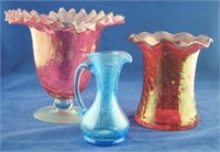 Three Pieces of Crackle Glass