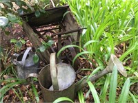 VINTAGE WHEEL BARROW GARDEN ART & 2 LARGE