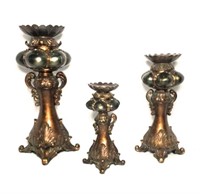 Trio of Ornate Tiered Candle Stands