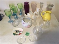 vases, plastic stemware