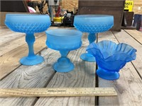 Blue Satin Glass Lot