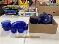 Blue Glass Dinnerware and Water Set