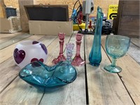 Mid Century Blue Art Glass House and More