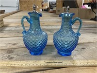 Blue Hobnail Glass Cruets