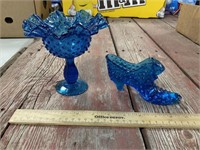 Blue Hobnail Art Glass