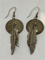 Vintage Southwest Feather Earrings Unmarked