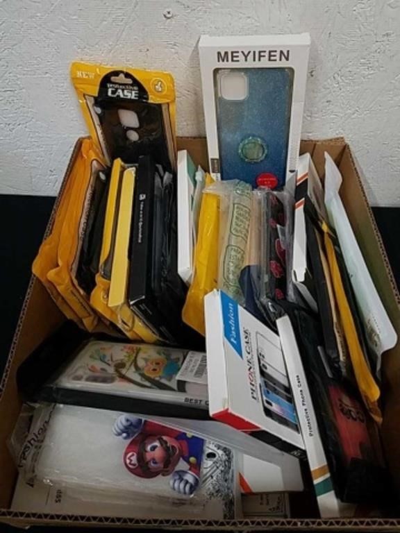 Box of miscellaneous phone covers