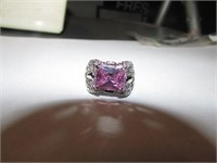 RING W/ PINK STONE - SIZE 9.5