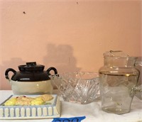 Vintage tea pitcher; Celebrations by Mikasa bowl+