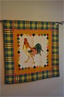 Hand quilted "Le Coq" wall hanging