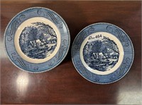 Set of 6 Currier & Ives by Royal 10" Dinner Plates