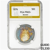 1876 Seated Liberty Half Dollar PGA MS65+ Monster