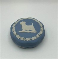 Wedgewood Blue Jasper Scotty Dog Dresser Dish